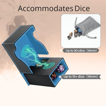 Dice Tower and Tray,Foldable Portable Dice Rolling Tower,Dice Roller Accessory for Dungeons and Dragons,Classic Board Games,RPG Games, and Tabletop Games Black/Blue - color: Black/Blue