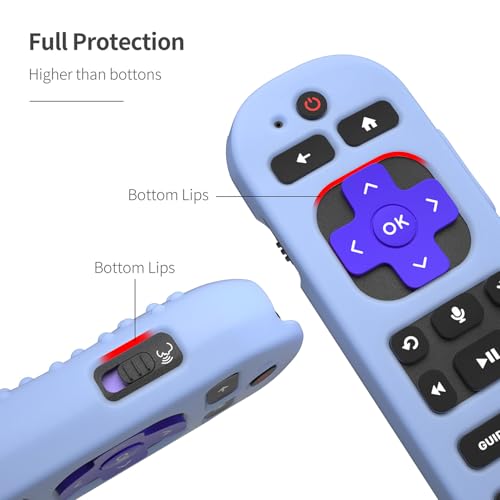 Silicone Cover for Roku Voice Remote Pro 2nd Ed. Roku Remote Control RCB1R Protective Silicone Case Sleeve Shockproof Skin for Roku Remote with Lanyard (Glow Blue) - color: glow blue