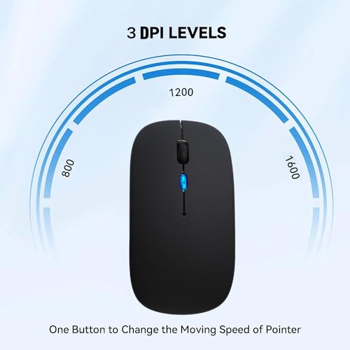 WREANU Wireless Bluetooth Mouse Rechargeable Laptop Mice with LED Lights Silent Slim Use(BT5.2 and 2.4G Portable USB Receiver)Dual Mode Computer Mouse for Laptop/iPad/Tablet/Apple/Computer/Mac(Silver) - color: Silver Wireless Bluetooth Mouse