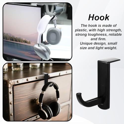 2pcs Monitor Headphone Stand Hook Headset Holder Hanger Adhesive Gaming Earphones Hanger Stick-on Support for Computer Over Ear Earphone Monitor Screen Edge Wall Mount Gaming Desk Accessories