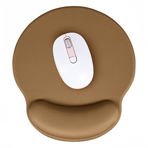 Hsurbtra Ergonomic Mouse Pad with Wrist Rest Support, Gel Mouse Pads with Non-Slip PU Base, Pain Relief Memory Foam Computer Mat, Cute Office Supplies Desk Decro Accessories, Leather Brown - color: Leather Brown, size: 9.8L x 9.1W inches