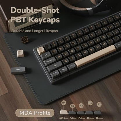 RK ROYAL KLUDGE R65 Wired Gaming Keyboard with Volume Knob, 60% Percent RGB Backlit Mechanical Keyboard Gasket Mount with PBT Keycaps, MDA Profile, QMK/VIA, 66 Keys Hot Swappable Cream Switch, Black - color: Black