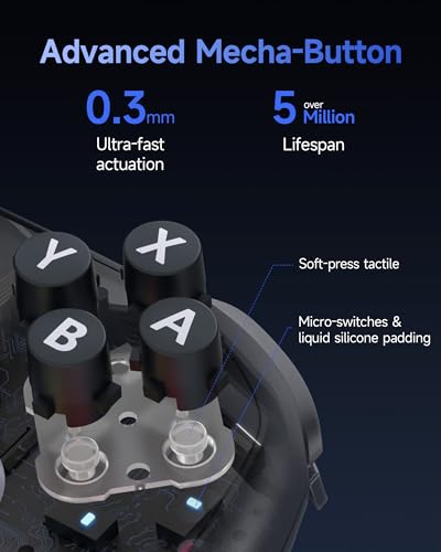 EasySMX S10 Elite Wireless Controller for Switch 2 with One-Key Wake-Up | Hall Effect Anti-Drift Joysticks, Programmable Buttons, HD Rumble, Motion Control and NFC, Multi-platform Controllers - color: black