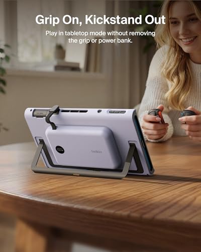 Belkin Nintendo Switch 2 Grip Charging Case with 10000mAh Power Bank 30W | Magnetically Attachable Custom 10000mAh Power Bank with Ergonomic Nonslip Grip, Quick Release, Dockable, Built-in Kickstand - color: Lilac, style: Charging Grip