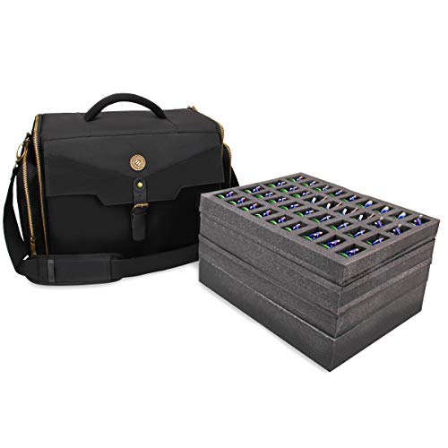 ENHANCE Portable Miniature Figure Storage & Carrying Case - 4 Foam Layers fits 108 Infantry Minis & Pick & Pluck for Large Figures - Book Sleeve & 2 Accessory Pockets for Measuring Tape, Dice & More - size: Large (108 Slots), style: Standard Base Minis