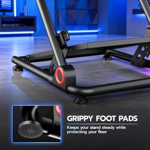 ARES WING Foldable Sim Racing Wheel Stand, Shifter Mount Simulator Cockpit | Fit Logitech G25 G27 G29 G920 G923 Thrustmaster T300 T500 T248,No Wheel/Pedals/Shifter,Black