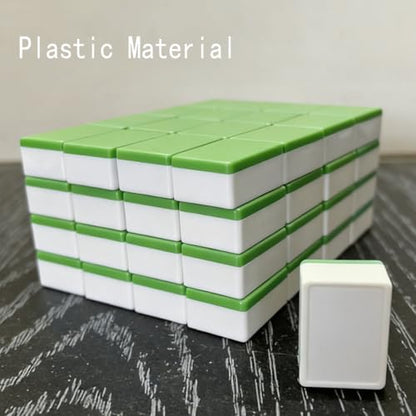65 Tiles 30mm Seaside Game Blocks, Vita Game, Tiles Escape Game for Kids in ABS Plastic Material Set with 4 DIY Stickers Plastic Mahjong Style, Simple Packaging (Green) - color: Green