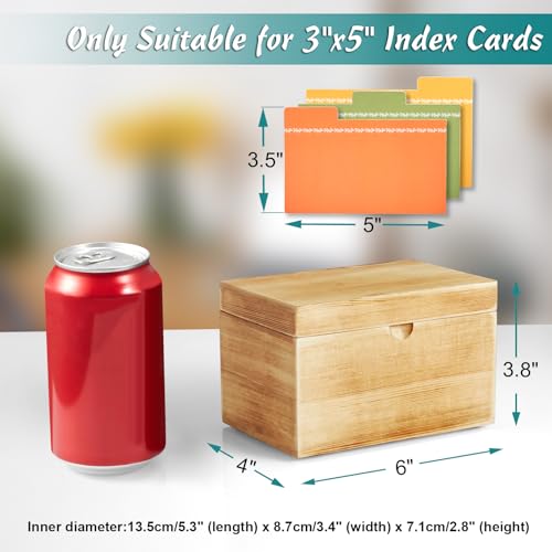 DRASTAR Index Card Holder, 3x5 Index Card Box, Wooden Index Card Organizer with 45 Dividers, Flashcard Notecard Holders for Home Office, Brown - color: Brown