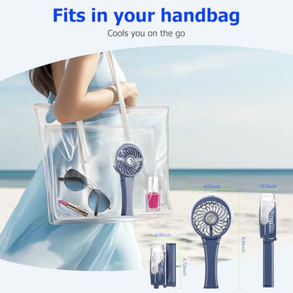 HandFan Upgraded Handheld Misting Fan, Two Button Easy Operation, Rechargeable Portable Mister Fan, Spray Water Mist Fans, Mini Electric Cooling Fans for Travel, Outdoors, Disney(Royal Blue) - color: Royal Blue, style: Two Button Control