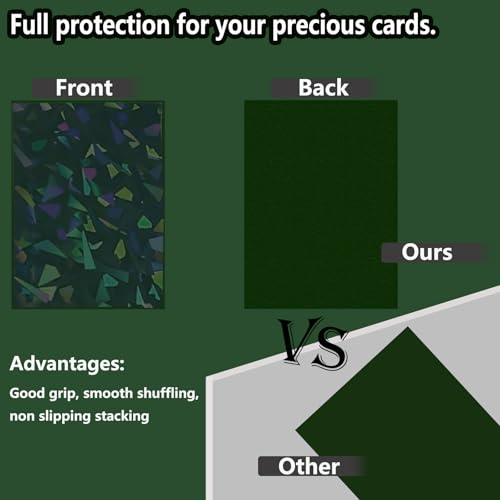 100 Count Green Card Sleeves for Trading Cards, Perfect Fit Shiny MTG Card Sleeves, Holographic Card Sleeve Fit for Magic, Photocard, TCG, Baseball/Sports Cards, Yugioh Card, Game Card 66 * 91 mm - color: Green