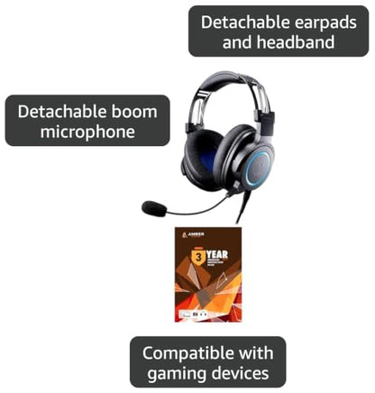 Audio Technica ATH-G1 Wired Gaming Headset Black with an Additional 1 Year Extended Amber Protection (2020)