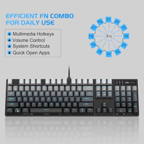 MageGee Mechanical Gaming Keyboard, Wired USB Adjustable Backlight Keyboard, New Mechanical Storm 100% Anti-ghosting Keyboard with Blue Switches for Windows PC/MAC Games - color: grey red switch