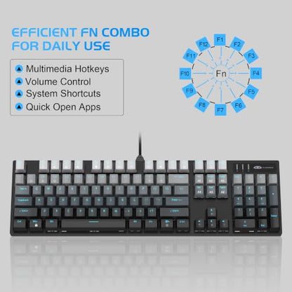 MageGee Mechanical Gaming Keyboard, Wired USB Adjustable Backlight Keyboard, New Mechanical Storm 100% Anti-ghosting Keyboard with Blue Switches for Windows PC/MAC Games - color: grey red switch