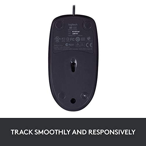 Logitech B100 Wired Mouse for Computer and Laptop, USB Corded Mouse, Right or Left Hand Use - Black (Pack of 2) - size: 1 Count (Pack of 2)