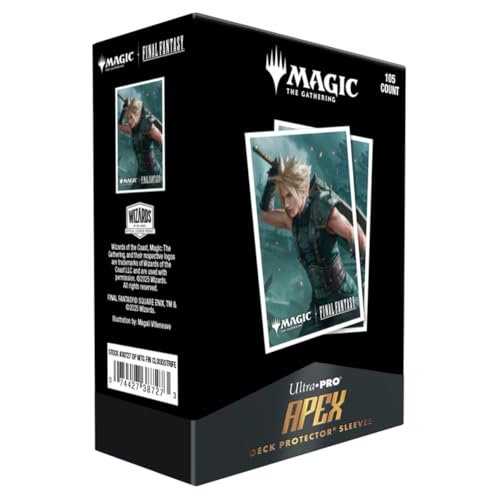 Ultra PRO - Final Fantasy x Universes Beyond Cloud, Ex-Soldier 105ct APEX Deck Protector™ Sleeves for Magic: The Gathering | Trading Card Accessories, Collectible Card Game Gear - style: Cloud