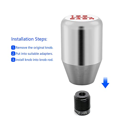 Silver 6 Speed Weighted Manual Automatic Gear Shifter Shift Knobs Lever with 4 Black Metal Adapters Fit Compatible with Manual Cars Most Automatic Cars - color: AAL-Y-02-02
