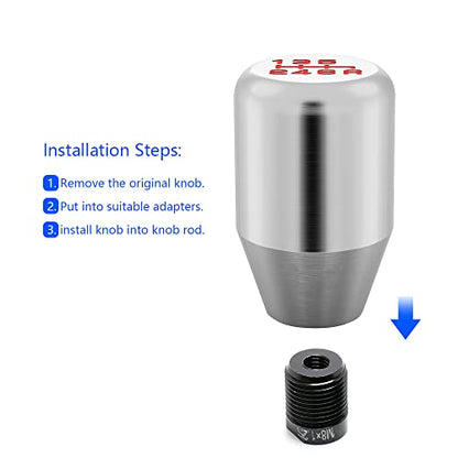 Silver 6 Speed Weighted Manual Automatic Gear Shifter Shift Knobs Lever with 4 Black Metal Adapters Fit Compatible with Manual Cars Most Automatic Cars - color: AAL-Y-02-02