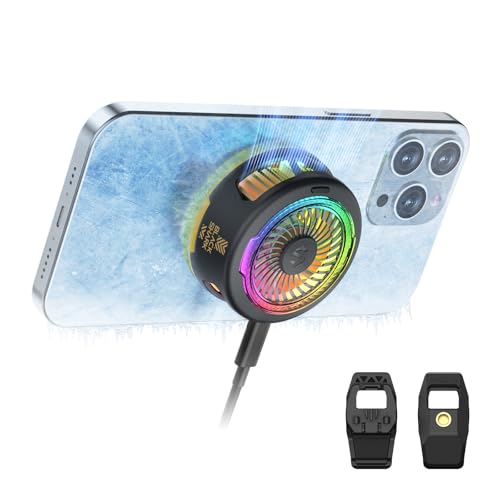 Black Shark FunCooler 5 Magnetic Cell Phone Cooler for Gaming, Portable Mobile Phone Cooling Fan with RGB Light, Cellphone Radiator for iPhone Magnetic Series/Android/Tablet/iPad (Black) - color: FunCooler 5 Black