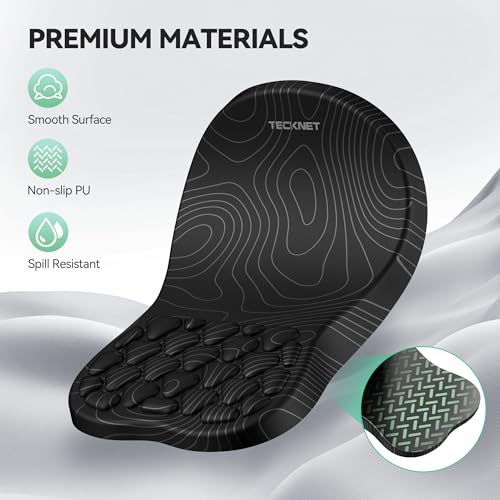 TECKNET Ergonomic Mouse Pad with Wrist Rest, Soft Mousepad with Massage Design, Memory Foam and Non-Slip PU Base for Pain Relief, Gaming Mouse Pad for Desk, Home, Office, 12x8 Inches, Black White - color: Black White