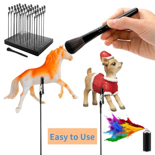Tlence 19 x 14 Holes Model Painting Stand Base, 25 PCS Alligator Clip Sticks with Rubber Tips, Airbrush Spray Holder with Clean Brush, Clamping Tools Set for Model Parts Assemble DIY Crafts Photo Memo