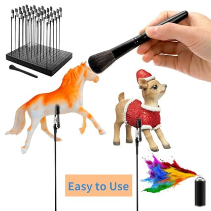 Tlence 19 x 14 Holes Model Painting Stand Base, 25 PCS Alligator Clip Sticks with Rubber Tips, Airbrush Spray Holder with Clean Brush, Clamping Tools Set for Model Parts Assemble DIY Crafts Photo Memo
