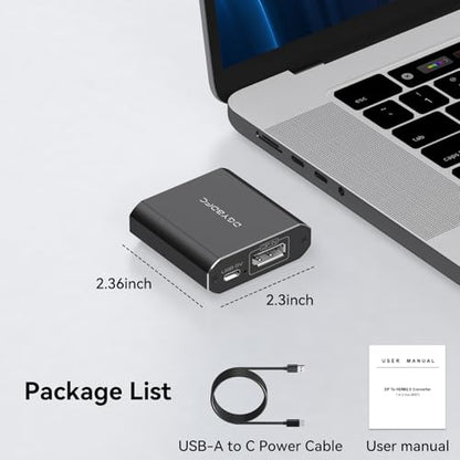 DisplayPort to Dual HDMI Adapter 1 in 2 Out, 4K60Hz Display Port DP 1.4 to 2 HDMI Splitter for PC Graphics Card Monitor Supports Windows Extended Mode, [MacOS Only Mirror Mode], No DP Cables - size: DP to Dual HDMI