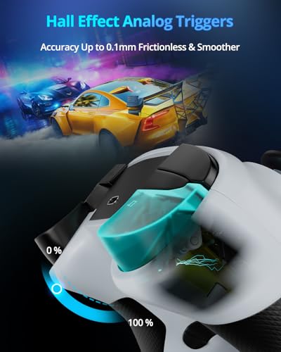 Multi-Platform Wireless Controller, PC Gaming Controller with 2.4G Adpater/Hall Joysticks/Hall Triggers/1200 mAh Battery/4 Programmable Buttons/RGB Lighting, Compatible with PC Windows 7/8.1/10/11, Switch/OLED/Lite, iOS, Android, Steam-White - color: Whit