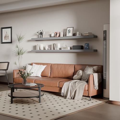 72 inch Long Floating Shelves for Wall,Solid Wood Long Shelves Set of 2,Grey Rustic Wall Mounted Shelves Large Bookshelf (Grey, 72 Inch) - color: Grey, size: 72 Inch set of 2