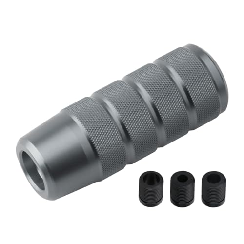 Osilly 3.74 Inch Aluminum Shift Knob with 3 Threaded Adapters, Gray | aluminum alloy construction, ergonomic extended grip, supplied adapters, for manual and select automatic cars, interior parts - color: Gray