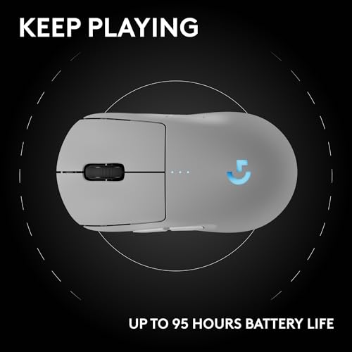 Logitech G PRO 2 Lightspeed Ambidextrous Wireless Gaming Mouse - White | Symmetrical design, <4 customizable magnetic side buttons, USB-C charging, PowerPlay Wireless Charging Supported, For PC/Mac - color: White