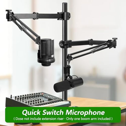 Microphone Boom Arm Attachment, Additional Desk Mic Arm Add-On for Mic Stand Riser, Overhead Microphone Arm for Shure SM7B Blue Yeti HyperX QuadCast S and More
