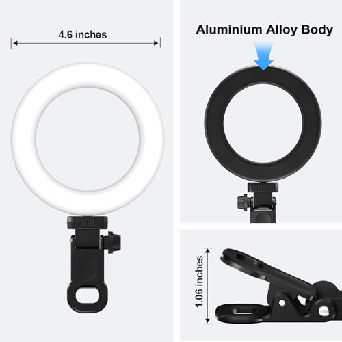 Ring Light Clip on Laptop Monitor, Webcam Light 10 Brightness Level Video Conference Lighting for Remote Working/Zoom Calls/Self Broadcasting/Live Streaming/Video Recording/TikTok