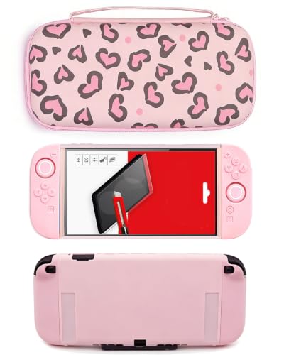EsteaCovo Carrying Case Accessories for Switch 2, Soft Console Cover with Thumb Grip Caps | Split Design, Extra Stand & Screen Protector, Dockable Protective Full-Body Shell Bundle/Kit for Joy-con - color: Red