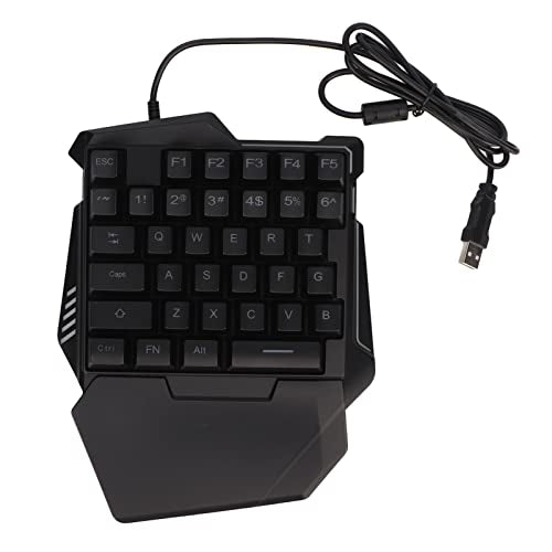 One Handed Gaming Keyboard, 35 Keys RGB Backlit Ergonomic Keyboard with Wrist Rest, Silent USB Wired Mini Gaming Keypad for PC