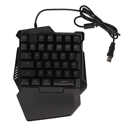 One Handed Gaming Keyboard, 35 Keys RGB Backlit Ergonomic Keyboard with Wrist Rest, Silent USB Wired Mini Gaming Keypad for PC