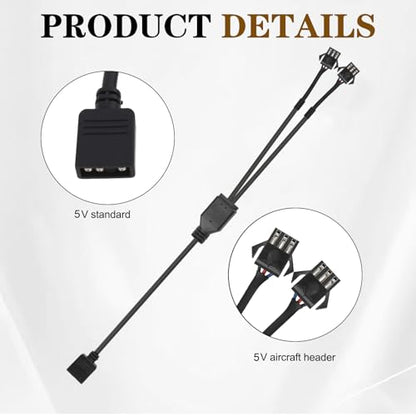 4 Pack ARGB 1 to 2 Extension Cable, 3-Pin to SM 3-Pin Female Adapter with Adapter pin, 5V Addressable RGB Extension Cable for PC Fans and LED Strips, Motherboard Sync (0.98 FT/ 30 CM Each) - color: 1-to-2 5V 3pin female to female