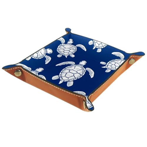 Dice Trays Turtles Blue Holder Storage Box for Dice Games Like RPG DND, Leather Dice Holder Portable Folding Rolling Dice Tray, 16x16cm - color: Multi 4