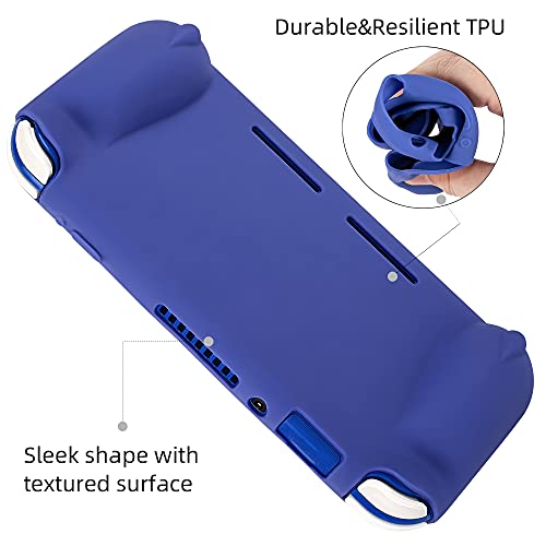 Protective Case for Nintendo Switch Lite, Soft Grip Case Cover with Comfort Ergonomic Handles for Nintendo Switch Lite 2019 [Self Stand][4 Thumb Stick Caps] (Silicone-Blue) - color: 실리콘-블루
