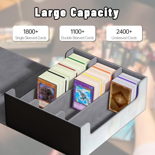 DEGDFSGR Card Game Storage Box for TCG MTG Commander Deck Box MTG Card Box Organizer Trading Card Case Magnetic Closure Creative Pattern Up to 2400 Cards, Azure Water Lily Lotus Flower - color: Azure Water Lily Lotus Flower