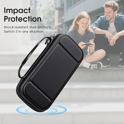FINTIE Carrying Case for Nintendo Switch 2 (2025), Shockproof Hard Shell Switch 2 Case, Protective Cover Travel Bag with 19 Game Card & 2 Micro SD Card Slots & Inner Pocket, Black - color: Black