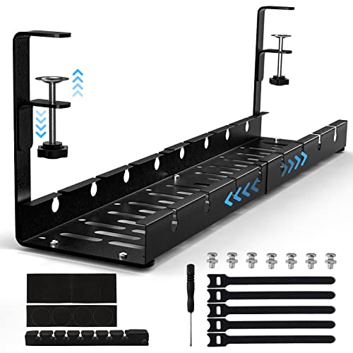 Shikha Cable Management Under Desk, Adjustable Cable Organizer with Adhesive Cable Holder Clips, Reused Cable Ties. Stable & Durable.(Black) - color: Black, size: 12-21.6"-1 Pack