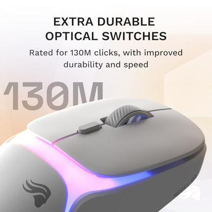 GLORIOUS Gaming Model O3 Wireless Gaming Mouse - InfinitePlay Swappable Battery, 130H Battery Life, 8k Polling, 130M Optical Switches, Ultralight 66g, 30K DPI Optical Sensor, RGB - White - color: White, style: Model O3 (Ambidextrous)