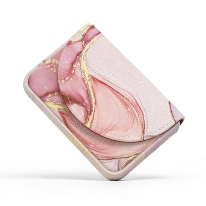 Business Card Holder，PU Leather Business Card Case for Purse，Pocket Travel Name Card Case Holder Wallet for Men Gift，Portable Magnetic Business Card Carrier Pink Marble - color: Pink Marble