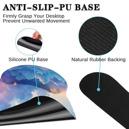 Arttown Keyboard Mouse Pad Set, 4 in 1 Desk Mat Set Starry Sky | Cloud Night Colorful Large Mousepad+Keyboard Wrist Rest+Mouse Wrist Rest+Coaster Ergonomic Design for Home Office Computer - color: Starry Sky