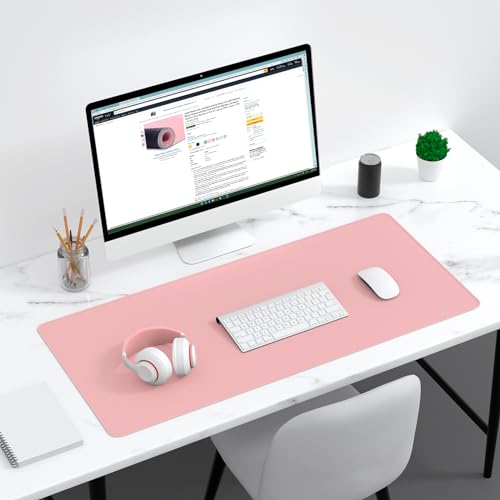 Dapesuom Large Gaming Mouse Pad, Extended Mouse Mat with Stitched Edges, Full Size Keyboard Pad with Non-Slip Base, Big XXL Computer Desk Mats for Gamer, Laptop, Office, 35.5 x 15.7in, Pink - color: Pink, size: 35.5L x 15.7W inches