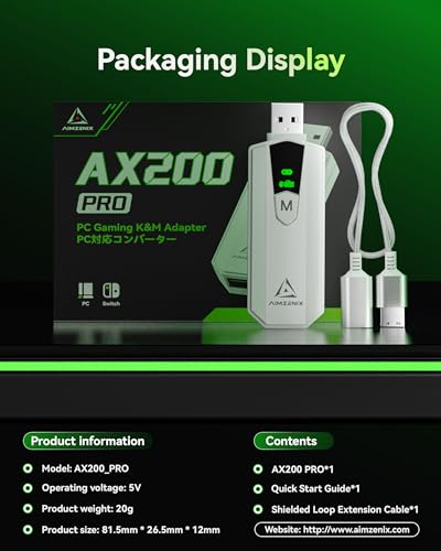 AX200 PRO Keyboard Mouse Adapter for PC & Nintendo Switch | High-Performance Converter for Playing FPS, COD, APEX, THE FINALS