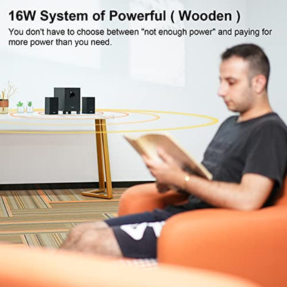 OR O R O W OROW S211 New USB-Powered 2.1 Multimedia Speakers System with Subwoofer,16W Computer Speakers,Strong Bass,3.5mm Audio Inputs,Great for PC/PS4/TV (Wooden)