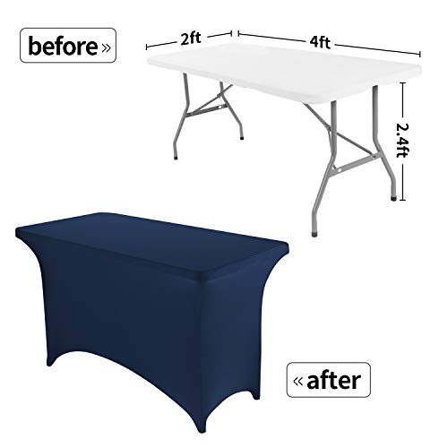 Peomeise 4FT Spandex Table Cover Rectangular Stretch Spandex Tablecloth (Navy,4FT) - color: Navy, size: 48" x 30" (Rectangle)