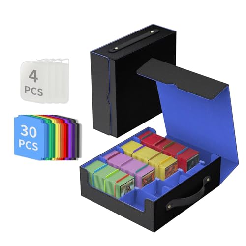 Trading Card Storage Box, Card Storages Boxes, MTG Deck Boxs, bulk card storage, Commander Decks Boxes, Sports Cards Storages, Mtg Commander Deckes Boxes,Deck Boxss Mtg (Black and Blue) - color: Black and Blue