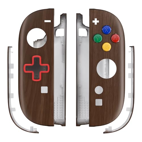 eXtremeRate Replacement Shell (D-Pad Version) with Buttons for Joycon 2, Custom Housing Faceplate Case + Decorative Strips + ABXY Dpad for Nintendo Switch 2 Controller - Essence Version - Wood Grain - color: Wood Grain